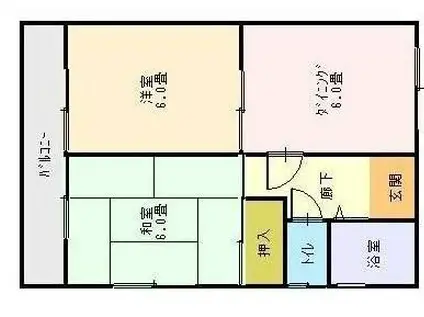 世良アパート(2DK/2階)の間取り写真