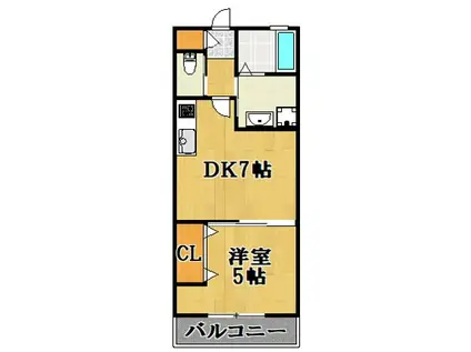 ナウハウス山本南(1DK/2階)の間取り写真