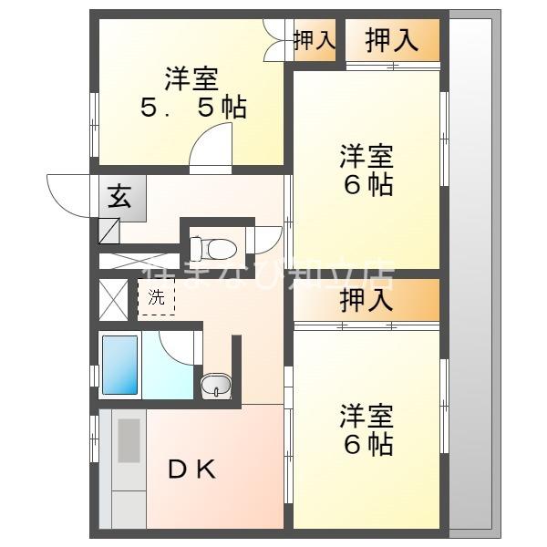 ビレッジハウス下管池5号棟(3DK/2階)の間取り写真