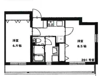 ファーム・ヴィラII(2K/2階)の間取り写真