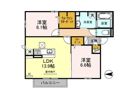 MANSION こまくさ(2LDK/1階)の間取り写真