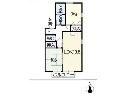 ハイム桜木(2LDK/1階)の間取り写真