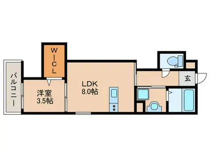 大西1丁目C棟共同(1LDK/1階)の間取り写真