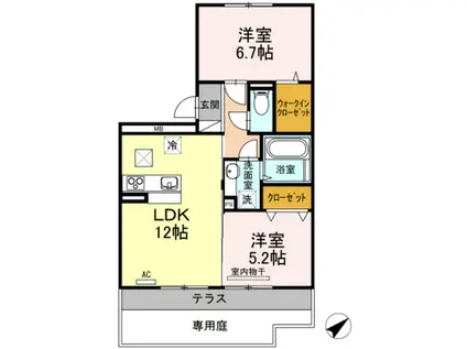 カーサ高須(2LDK/1階)の間取り写真