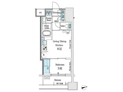パークアクシス御茶ノ水ヒルトップ(1LDK/7階)の間取り写真