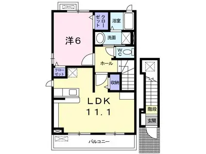 トレス・シエーネ(1LDK/2階)の間取り写真