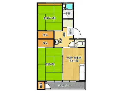 花山東団地(2DK/3階)の間取り写真