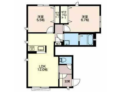 プレゼンスパーク(2LDK/1階)の間取り写真