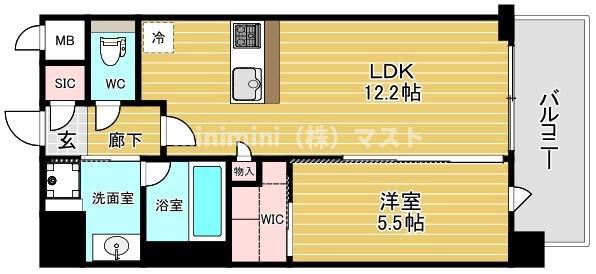 スプランディッド天王寺サウス(1LDK/4階)の間取り写真
