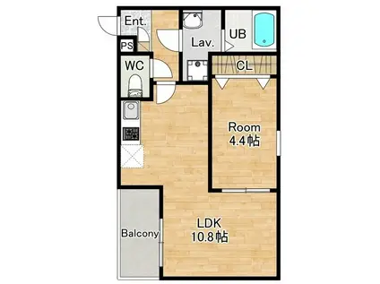 ジーメゾン名古屋楠味鋺アノリス(1LDK/2階)の間取り写真