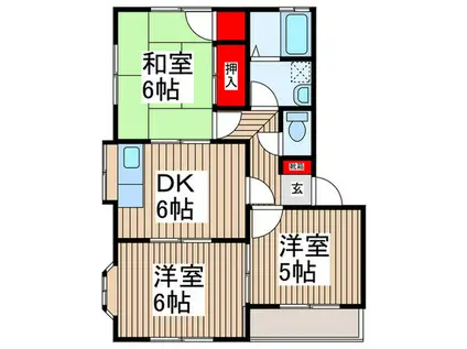 エブリー西野 北(3DK/2階)の間取り写真