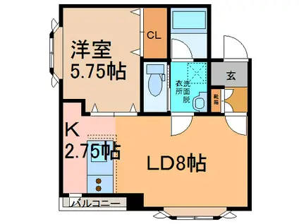 イーブス(1LDK/1階)の間取り写真
