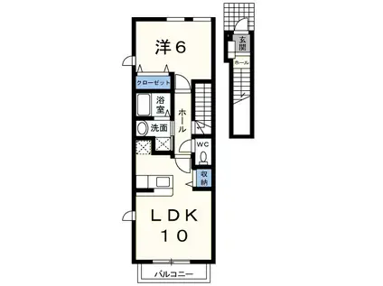 ゼファー・エテルノ(1LDK/2階)の間取り写真