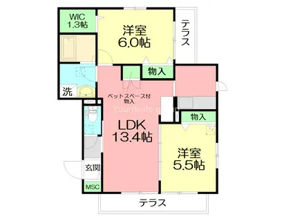 メゾン鵠沼神明(2LDK/3階)の間取り写真