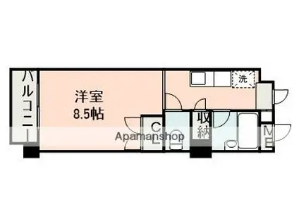 リベルテ本荘(ワンルーム/9階)の間取り写真