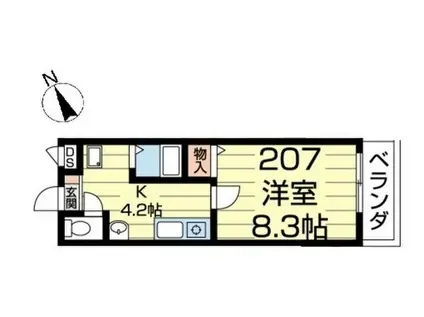 ラ・ビスタ・パークハウス戸部(1K/2階)の間取り写真