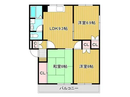 モーメント21(3LDK/3階)の間取り写真