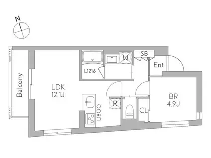 GRANDUO用賀7(1LDK/2階)の間取り写真