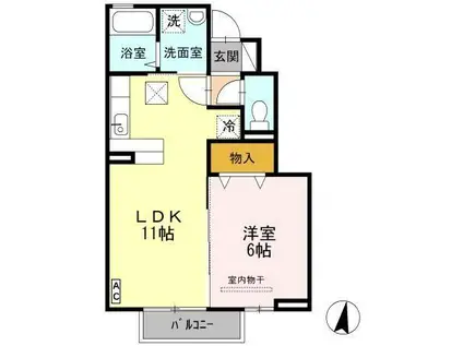 サンスクエアA(1LDK/1階)の間取り写真