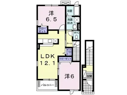 セレノ新町(2LDK/2階)の間取り写真
