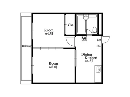 吉祥寺エコーハイツ(2DK/6階)の間取り写真