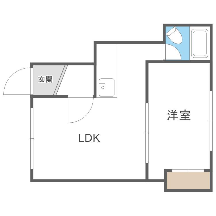 川村ハウスB(1LDK/2階)の間取り写真