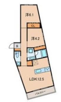 サンセリテ南麻布(2LDK/2階)の間取り写真