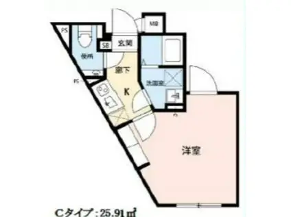 SKY RAINBOW KAMITAKADA(1K/2階)の間取り写真