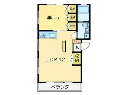 飯島マンション(1LDK/2階)の間取り写真