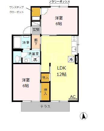 セジュール野田 B(2LDK/1階)の間取り写真