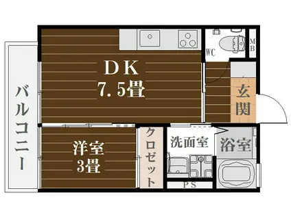 パールハイム(1DK/2階)の間取り写真