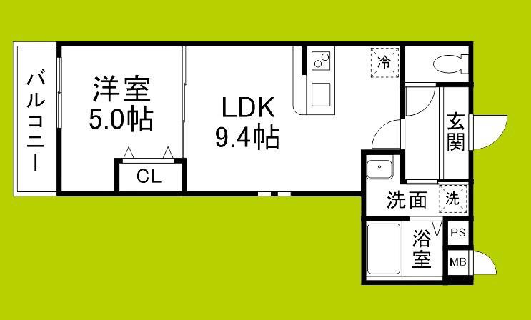 フジパレス住吉遠里小野V番館(1LDK/1階)の間取り写真