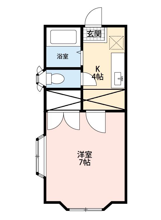 ホワイトキャッスル八木山香澄町(1K/2階)の間取り写真