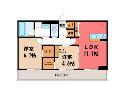 サン・ロワール C(2LDK/3階)の間取り写真