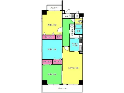 オキ-5(3LDK/7階)の間取り写真