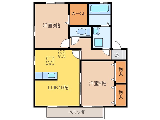 ラフィーネ三城(2LDK/1階)の間取り写真