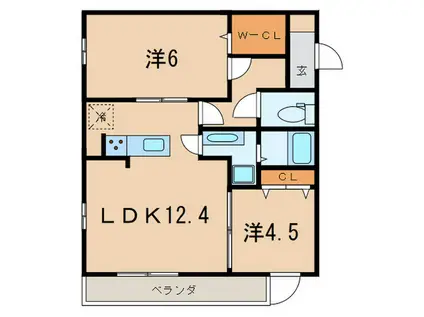 D-ROOM灘北通(2LDK/3階)の間取り写真