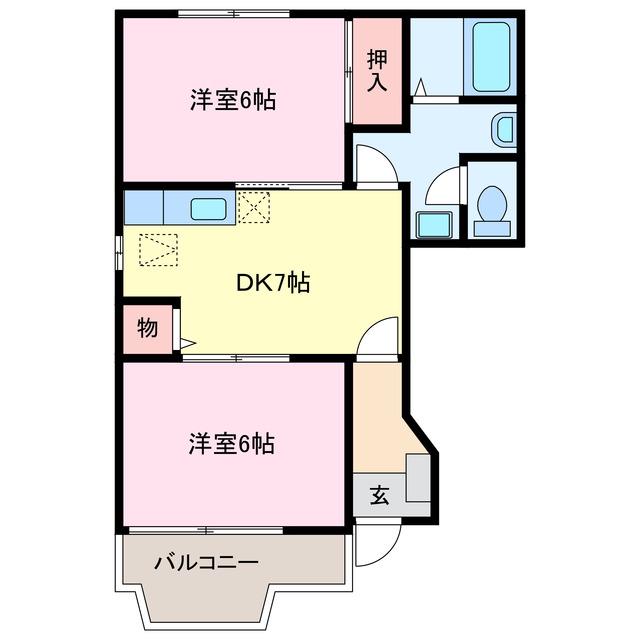 ルイメゾンB(2DK/1階)の間取り写真