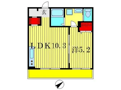 オクドテラス(1LDK/3階)の間取り写真