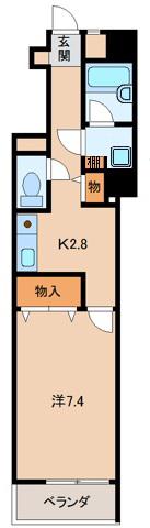 ブリリアント本町(1K/3階)の間取り写真