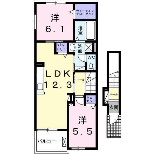 エムズエール(2LDK/2階)の間取り写真