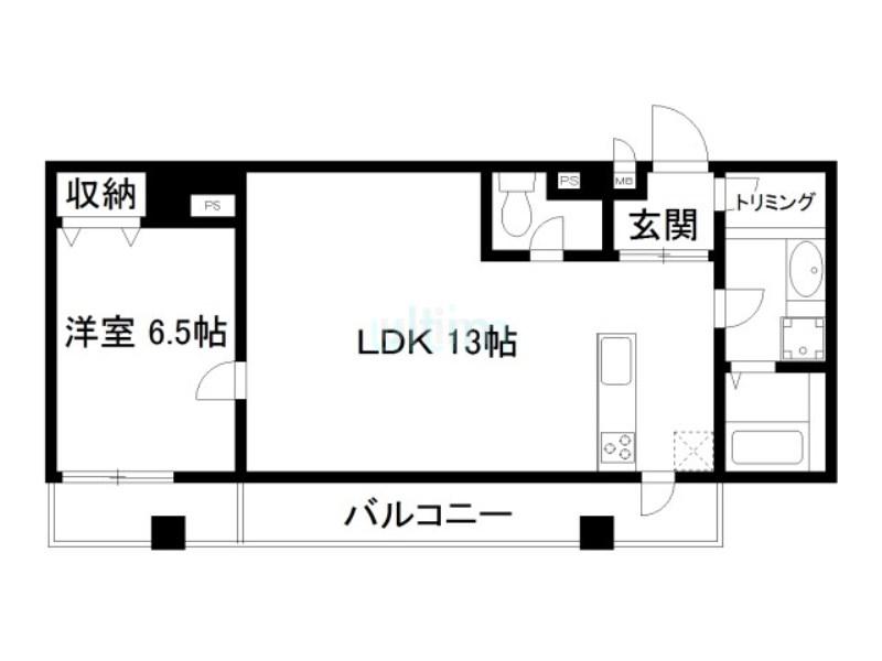 シュシュパルク六条院(1LDK/2階)の間取り写真