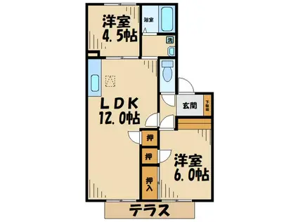 ジュネスハイム(2LDK/1階)の間取り写真