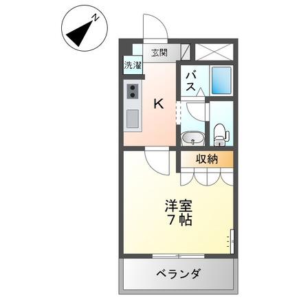 グリーンヒルズ II(1K/1階)の間取り写真