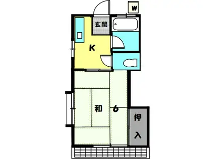 クオリティー6(1K/1階)の間取り写真