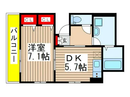 リブリ・カーサブランカ(1DK/1階)の間取り写真