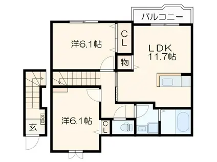 ランジェ・ドゥ・スリジエ III(2LDK/2階)の間取り写真