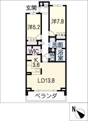 プライムメゾン富士見台(2LDK/4階)の間取り写真