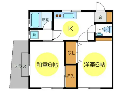 学舎・宇田川荘(2K/1階)の間取り写真