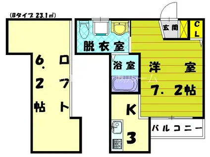 アーニスト和白(ワンルーム/2階)の間取り写真